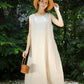 Sleeveless Pocket Linen Midi Dress ULURU for Plus Size