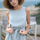 Sleeveless Shift Linen Dress GENEVA in Light Blue