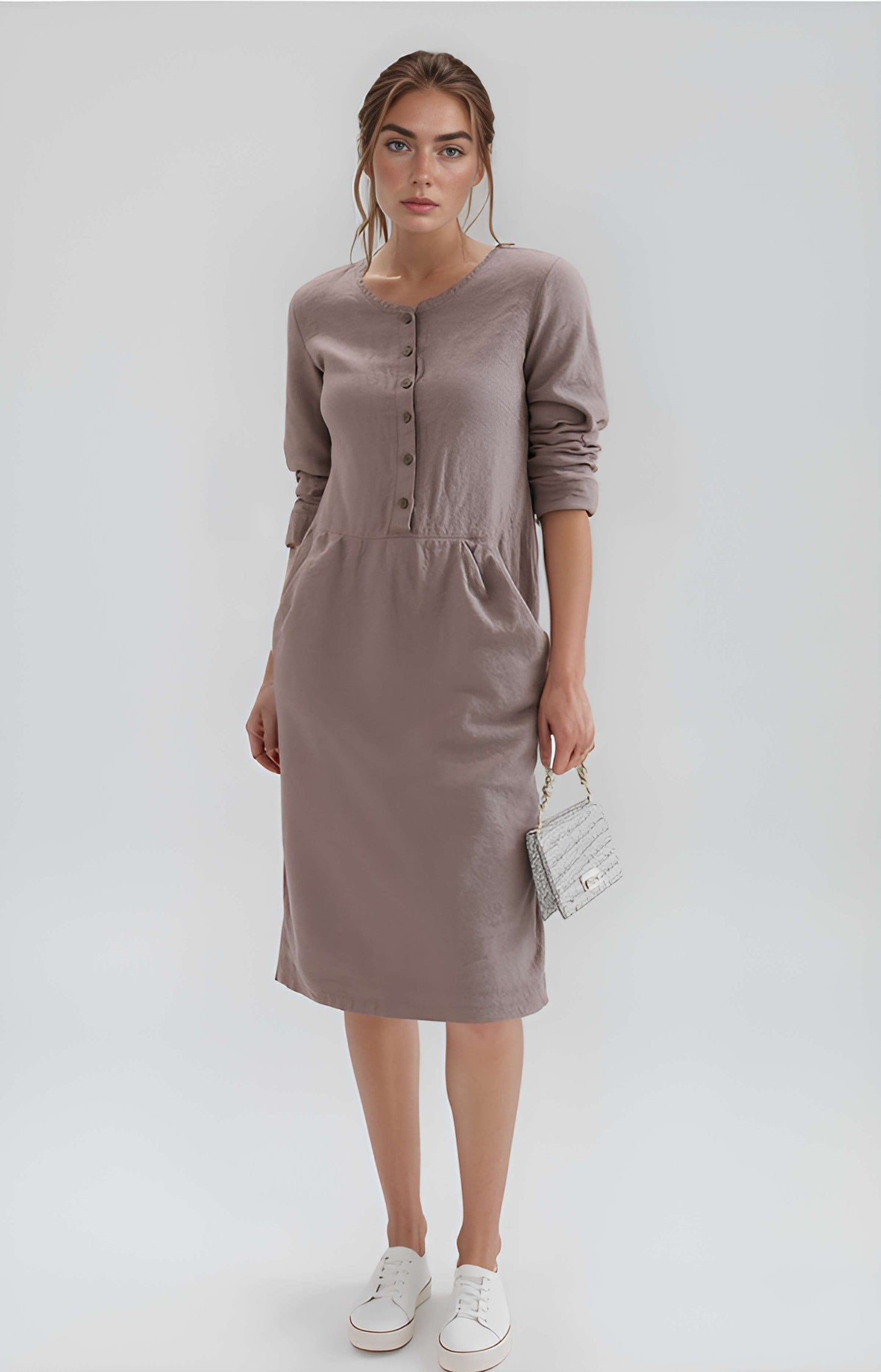 Sleeveless Linen Midi Dress GRENOBLE Casual Summer