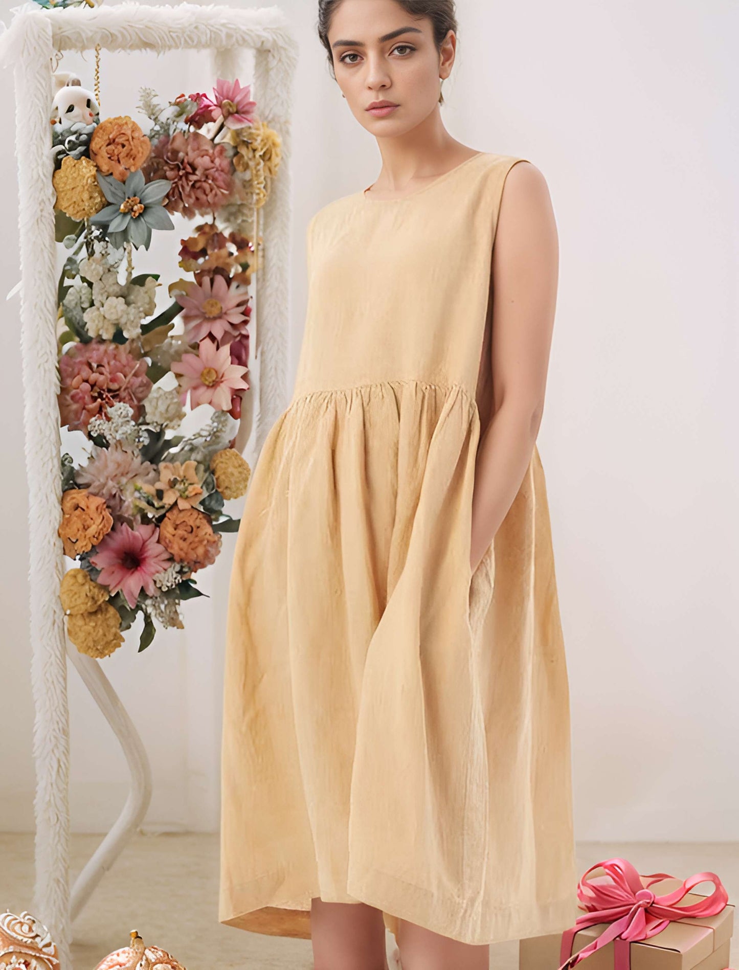 Soft Washed Linen Pocket Dress BESANCON for Women