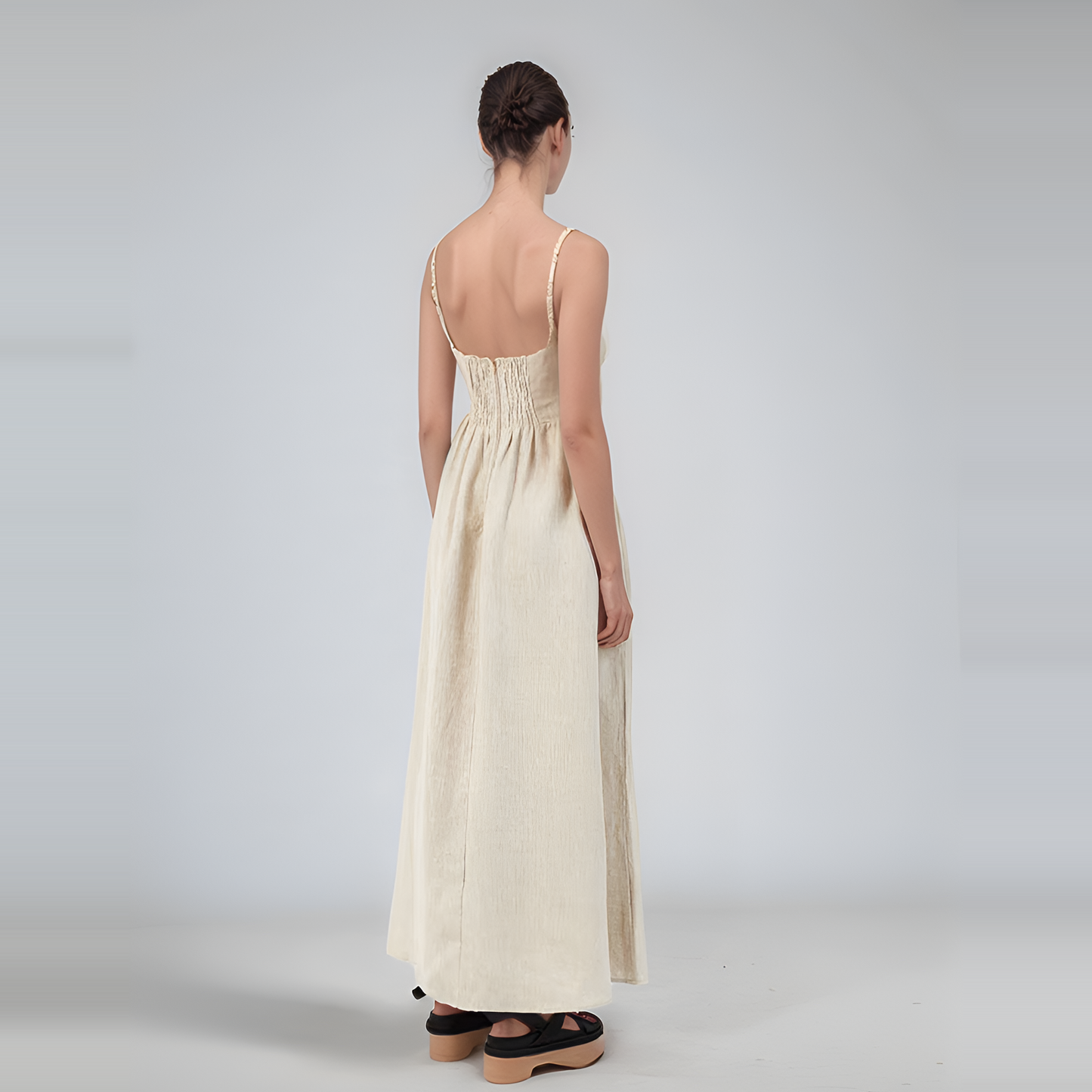 Spaghetti Strap Maxi Linen Dress CALAIS Sleeveless