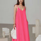 Spaghetti Strap Linen Slip Dress ASPEN with Pockets
