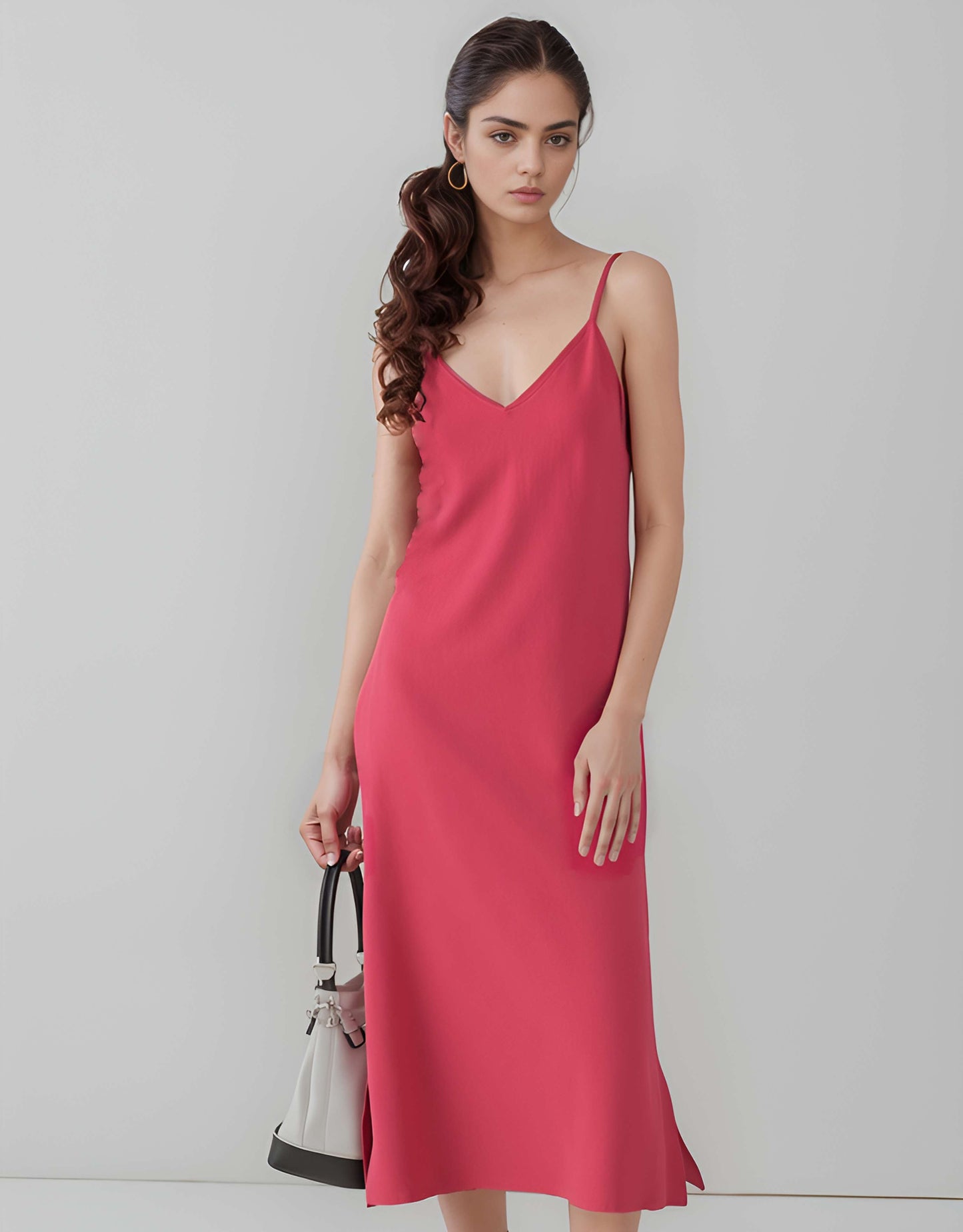 Spaghetti Strap Linen Slip Dress ASPEN with Pockets