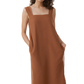 Square Neck Linen Dress BORDEAUX Sleeveless Tank