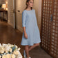 Trapeze Linen Dress NANCY Medium Sleeve Pockets