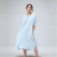 V-Neck Half-Sleeve Linen Shift Dress TROYES