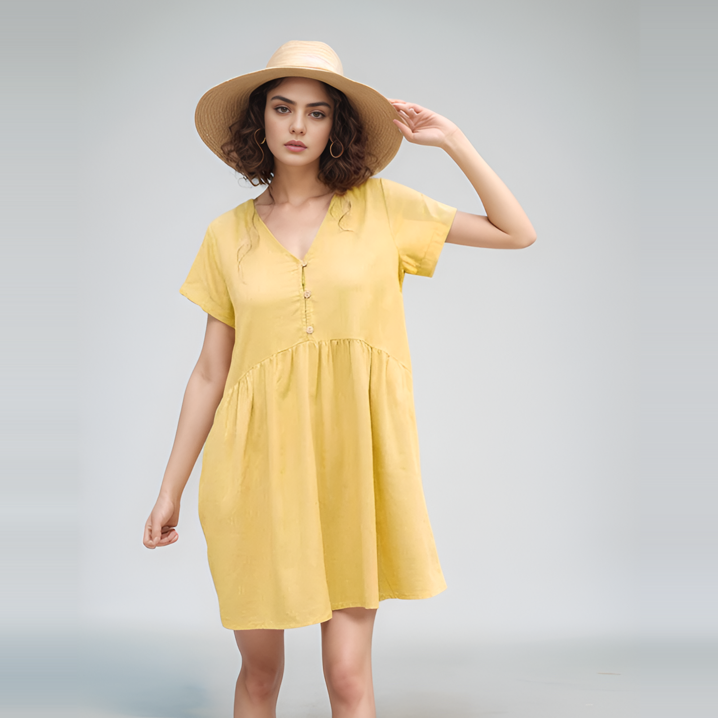 V-Neck Linen Mini Sundress TOULOUSE for Summer