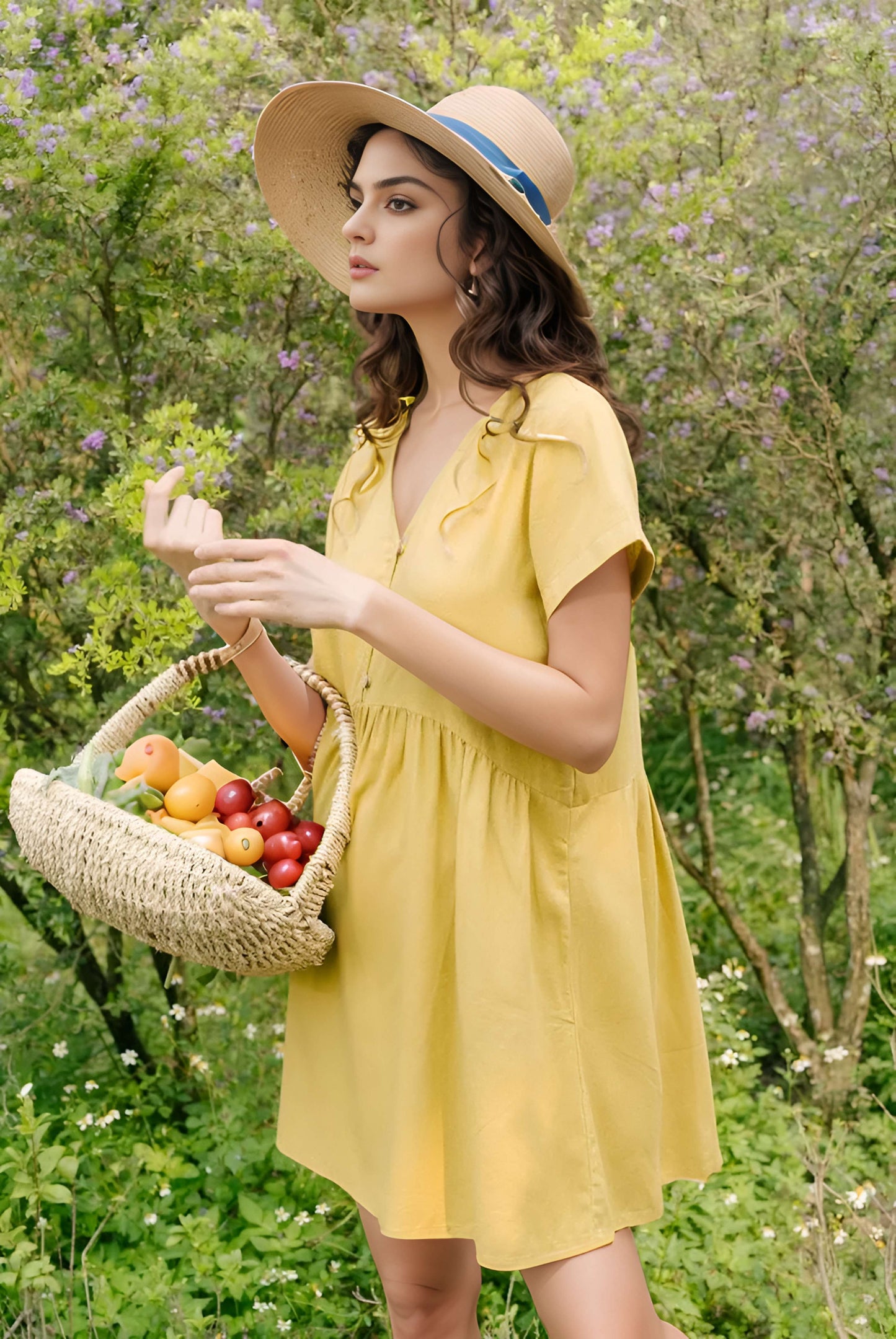 V-Neck Linen Mini Sundress TOULOUSE for Summer