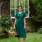 V-Neck Linen Smock Dress ALBI with Button Front