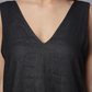 V-Neck Sleeveless Linen Maxi Dress BORDEAUX in Black