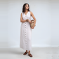 Washed V-Neck Button Down Linen Dress MONTREUX
