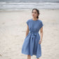 Wide Skirt Linen Dress ANGERS with Pockets Belt