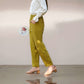 Wide Leg Cotton Linen Pants LILLE Boho Elastic