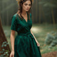 Wrap Linen Dress NANTES Romantic Wide Skirt